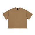 Brown Unisex vintage-washed boxy T-shirt front view