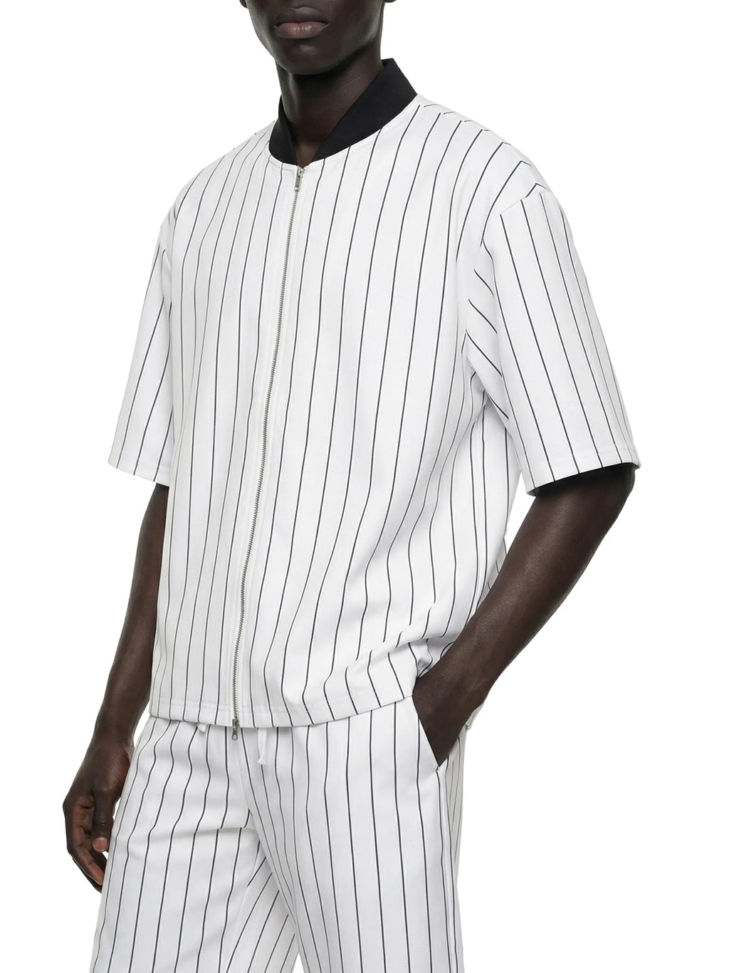 Unisex Striped Full-Zip Baseball Jersey
