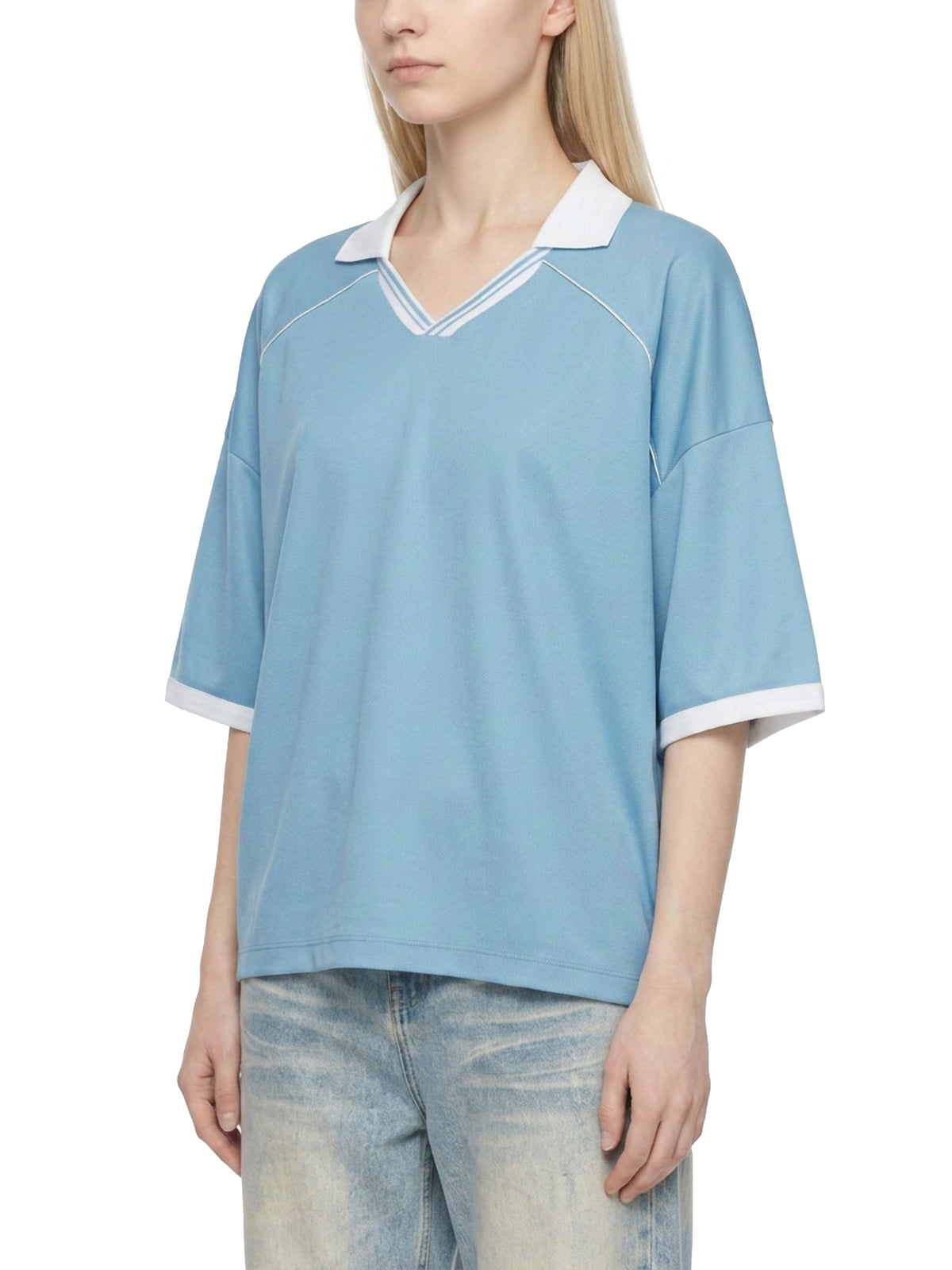 Unisex Collared Piping Boxy Soccer Jersey