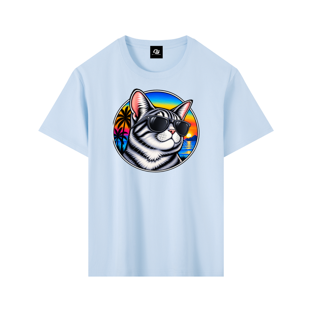 Cool Cat Tropical Sunset Pure Cotton Unisex T-Shirt