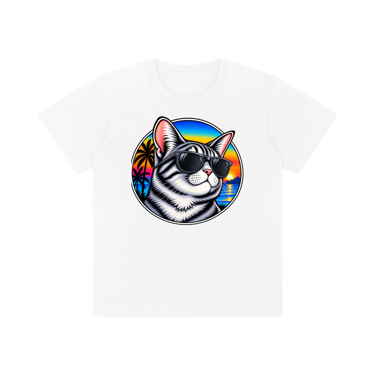 Cat Sunset Kids' Crewneck Short-Sleeve T-Shirt
