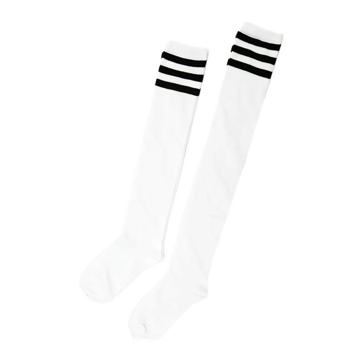 Womens Striped Top Black White Cotton Knee High Socks Over the Knee Thigh High