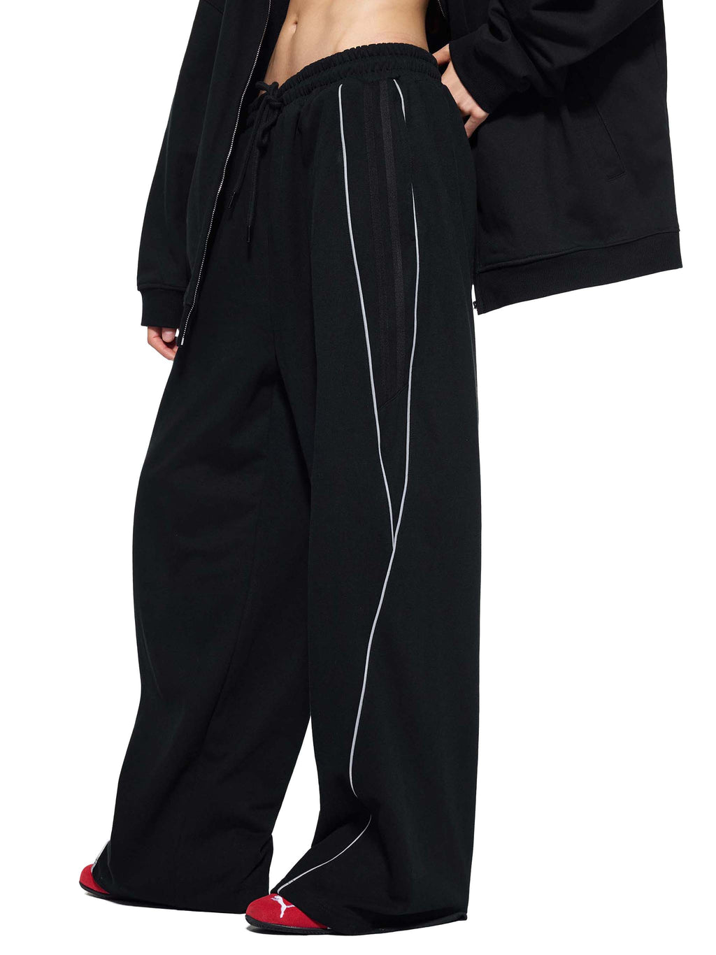 Reflective Stripe Straight-Leg Sweatpants