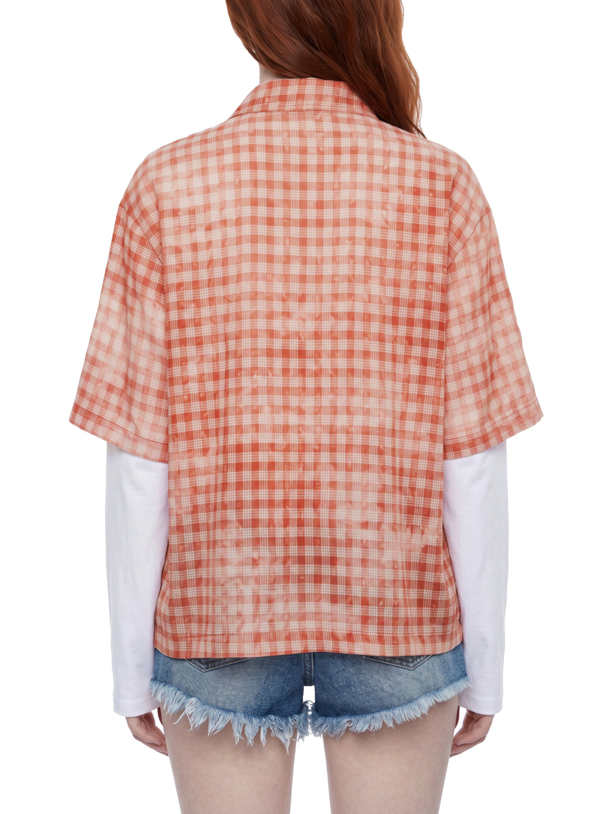 Unisex Vintage Wash Plaid Short Sleeve Shirt