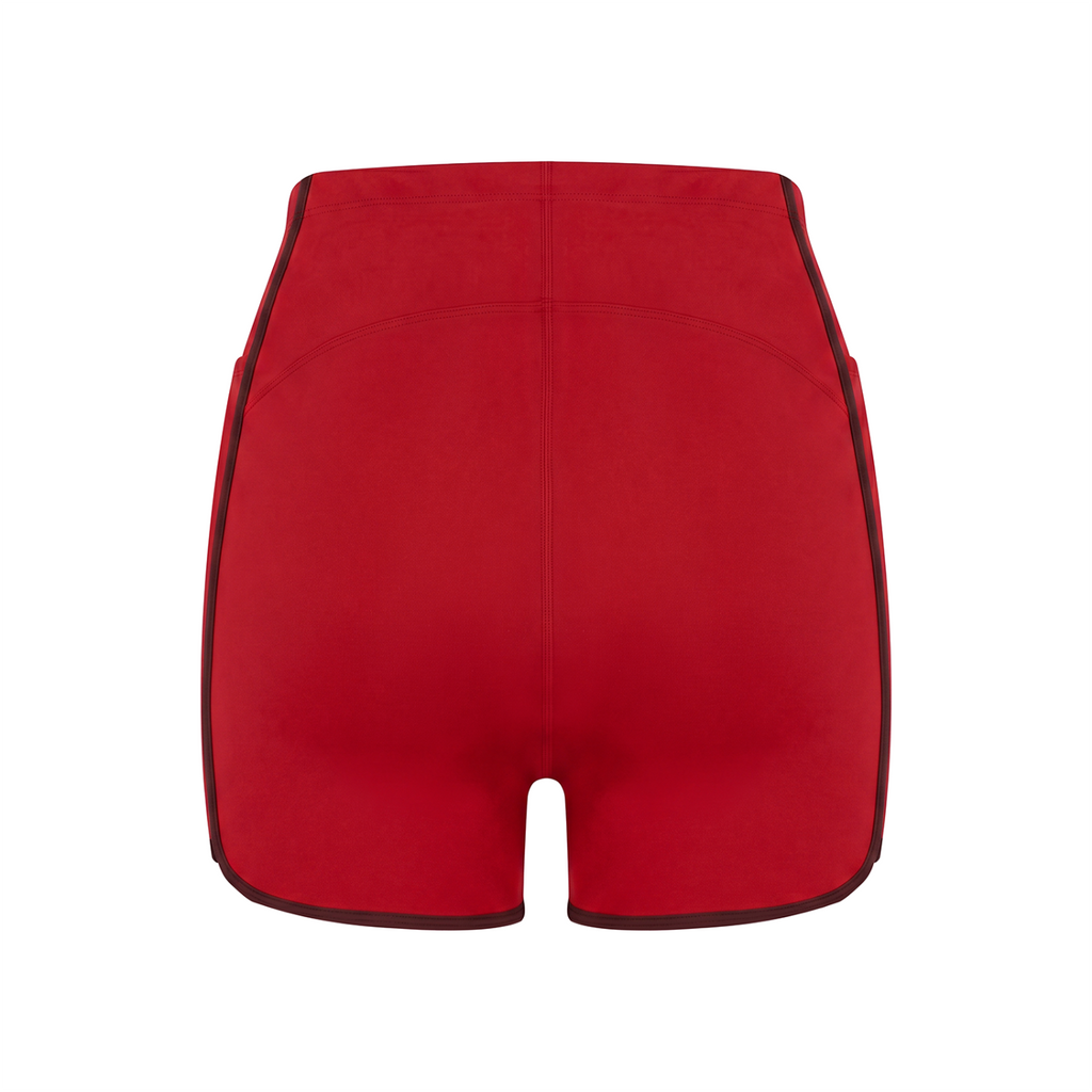 Off Script Women’s High-Rise Contrast-Piped Yoga Shorts
