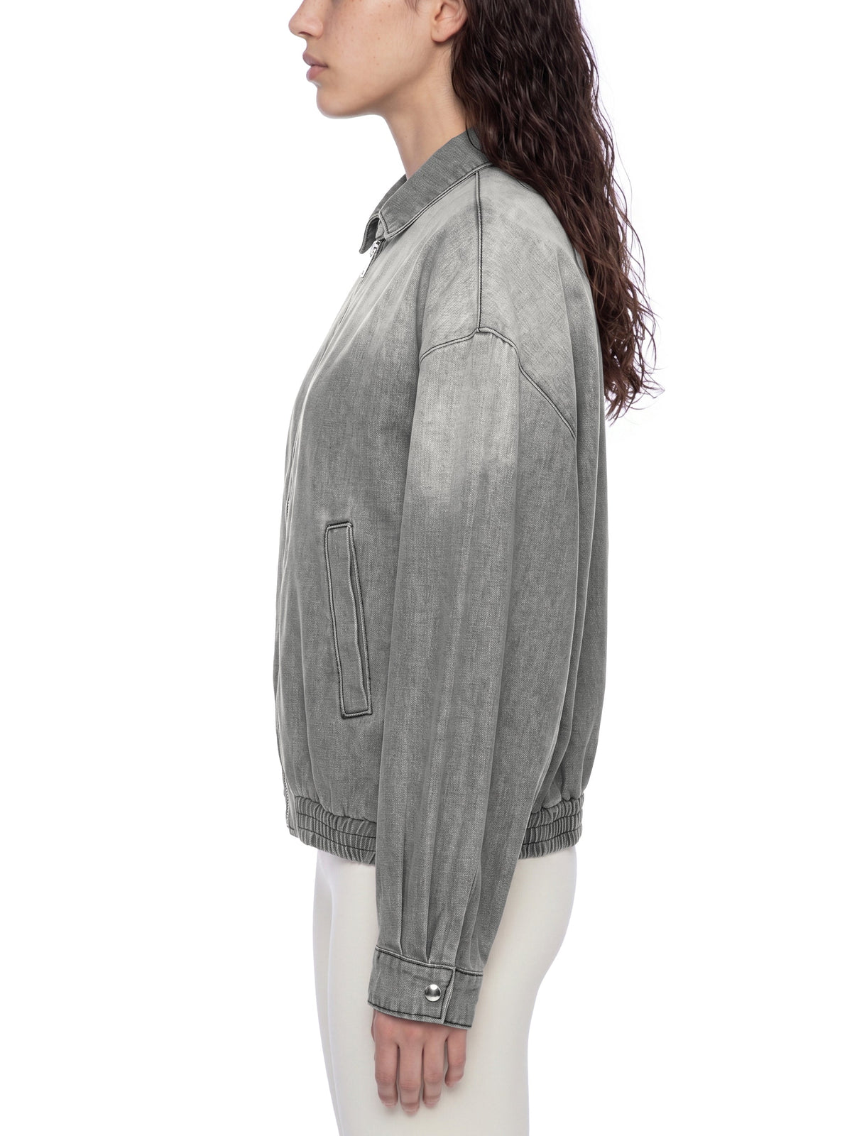 Unisex Vintage Wash Full-Zip Denim Jacket