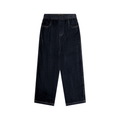 Kids’ dark-blue straight-leg elastic-waist jeans — front view
