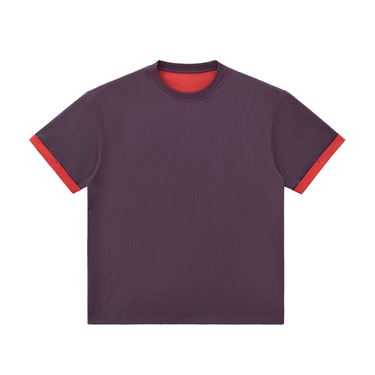 Purple Unisex Contrast-Cuff T-Shirt front view