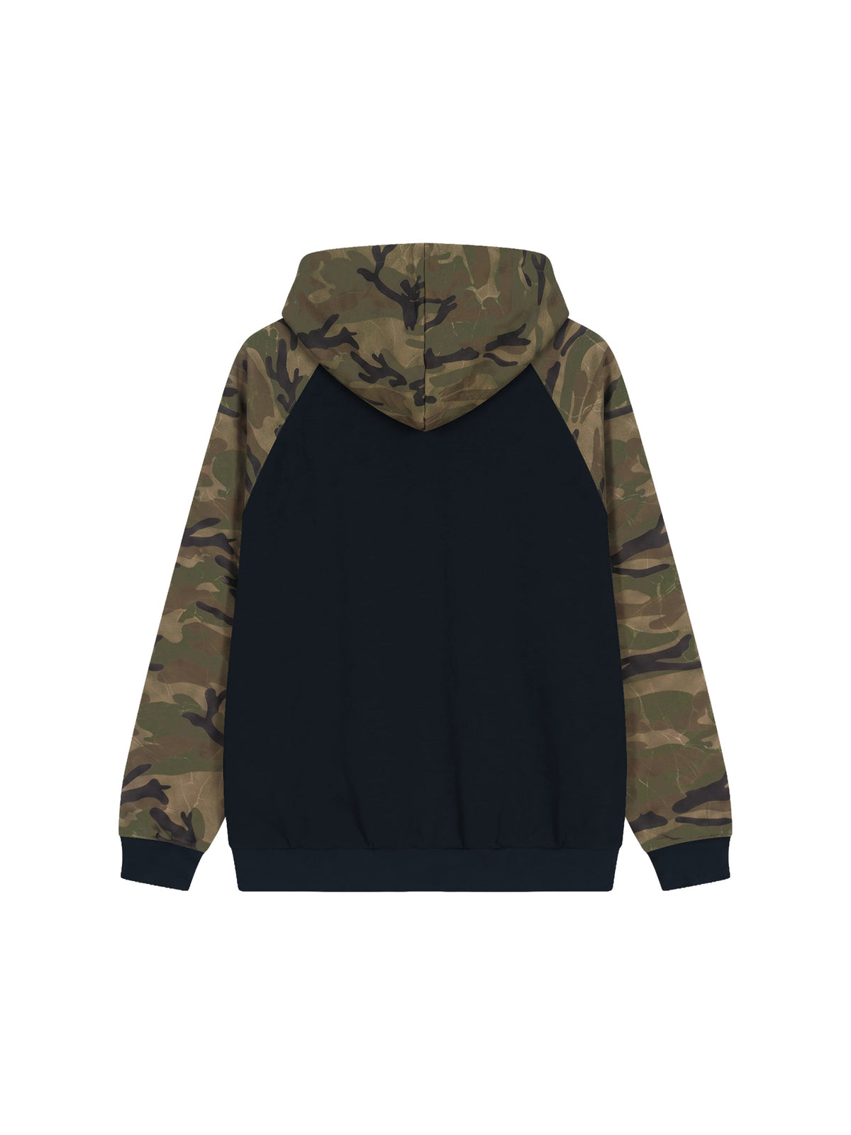 Unisex Camo-Splice Raglan Zip Hoodie