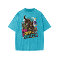 No Off Switch snow-washed kids’ T-shirt in sky blue