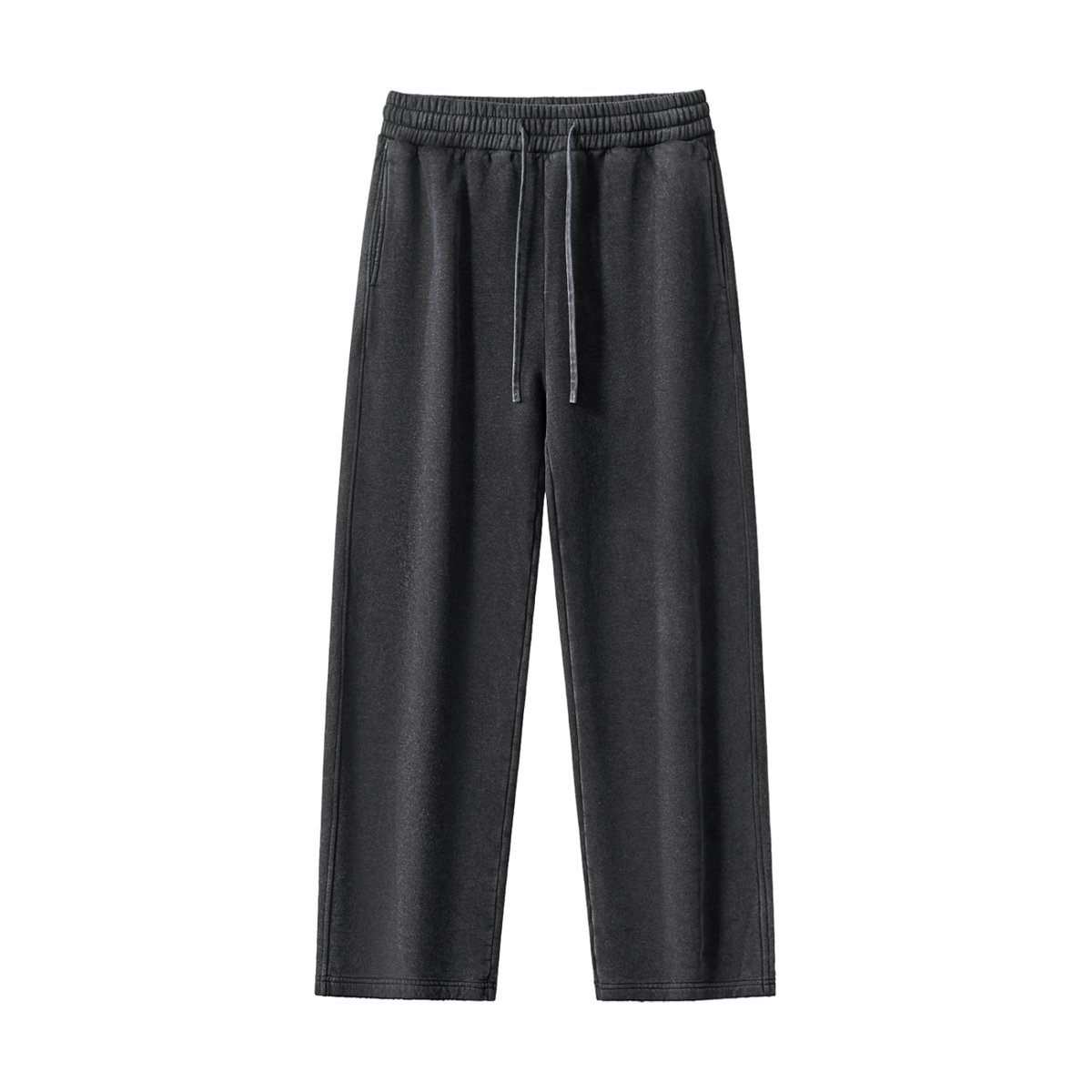 Unisex Frayed Enzyme-Washed Fleece Sweatpants – Black front view