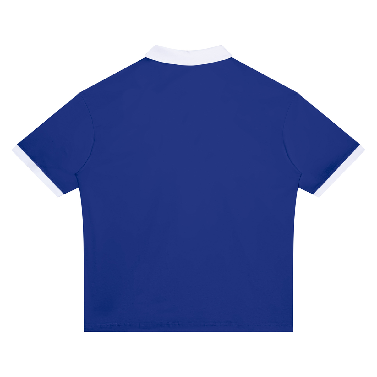 Klein Blue with White Unisex Color Block Polo Shirt back product view