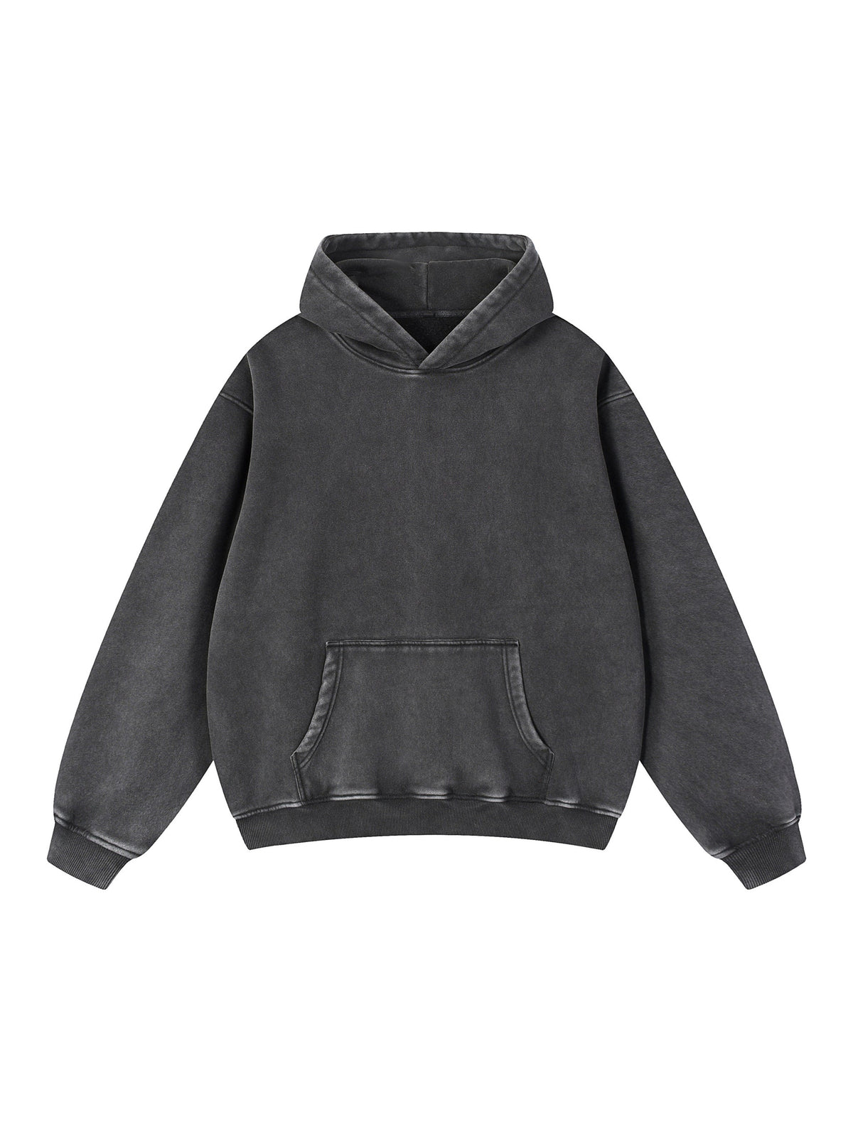 Snow Wash Fleece Oversize Hoodie – Black