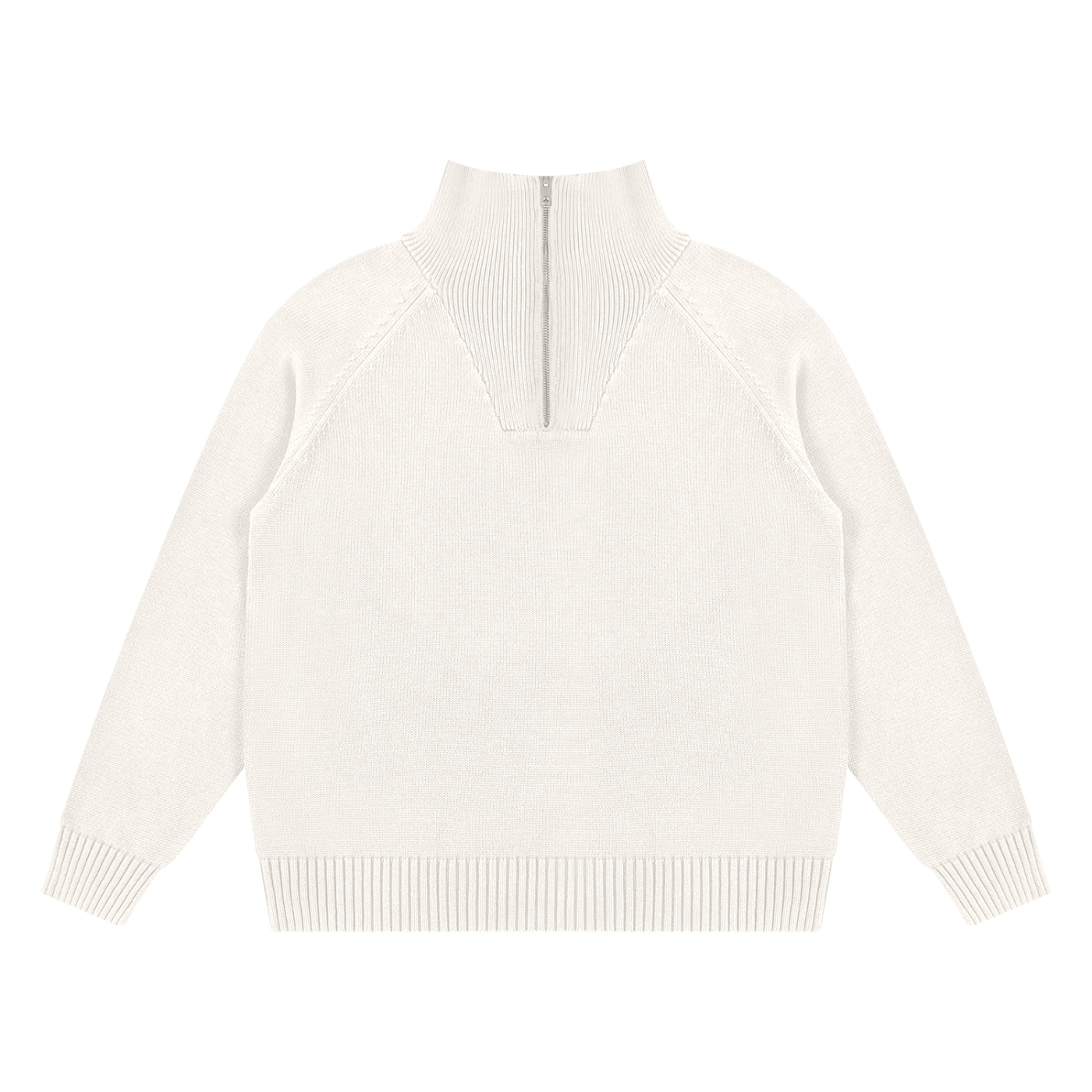 Unisex Quarter-Zip Pullover Sweatshirt in Beige — front view