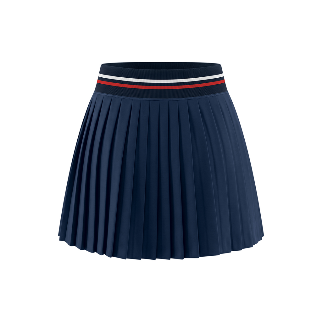 Off Script Women’s Contrast-Stripe Waist Pleated Mini Skirt