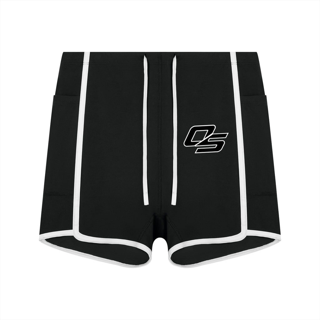 Off Script Women’s High-Rise Contrast-Piped Yoga Shorts