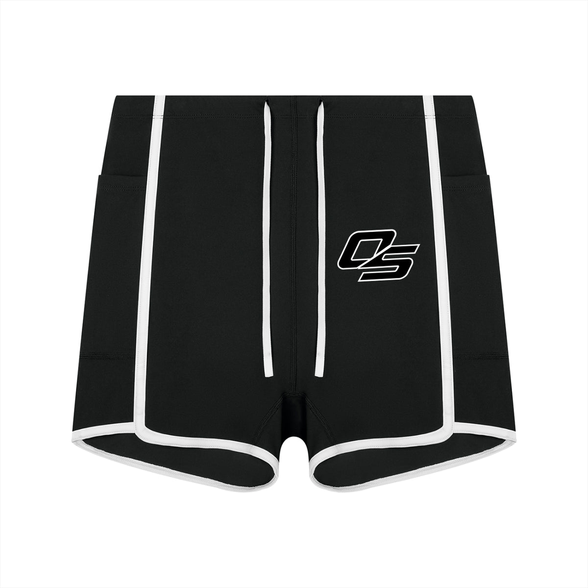 Off Script Women’s High-Rise Contrast-Piped Yoga Shorts