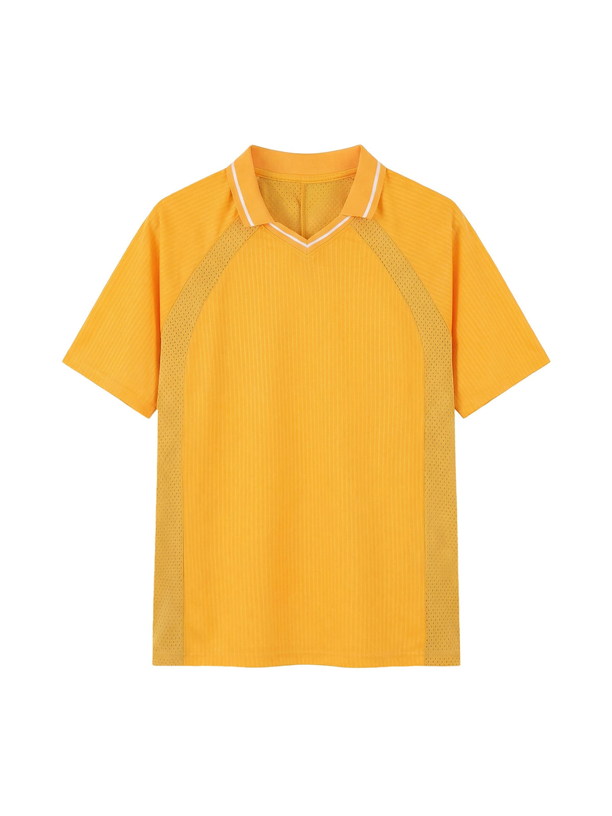 Yellow Unisex Striped V-Neck Soccer Jersey front view