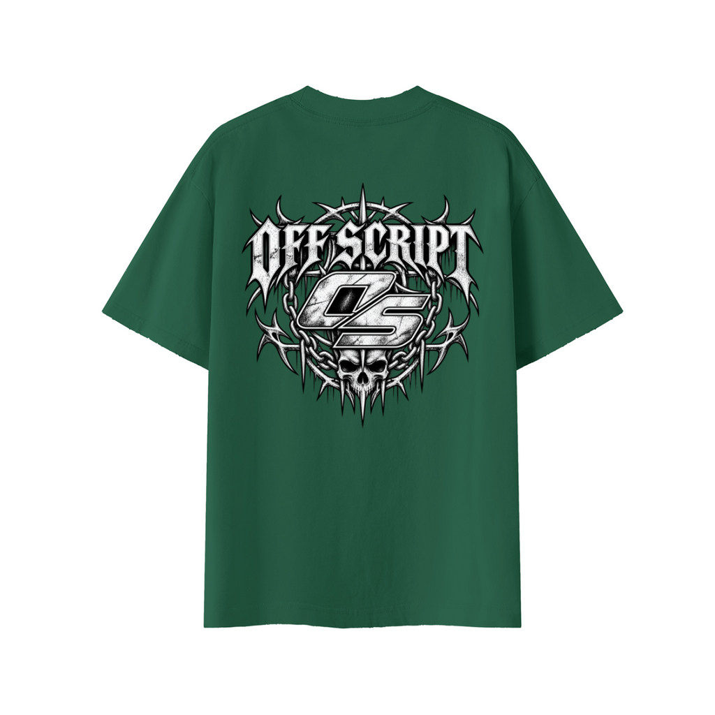 Off Script Gothic Skull Vintage Wash Distressed T-Shirt
