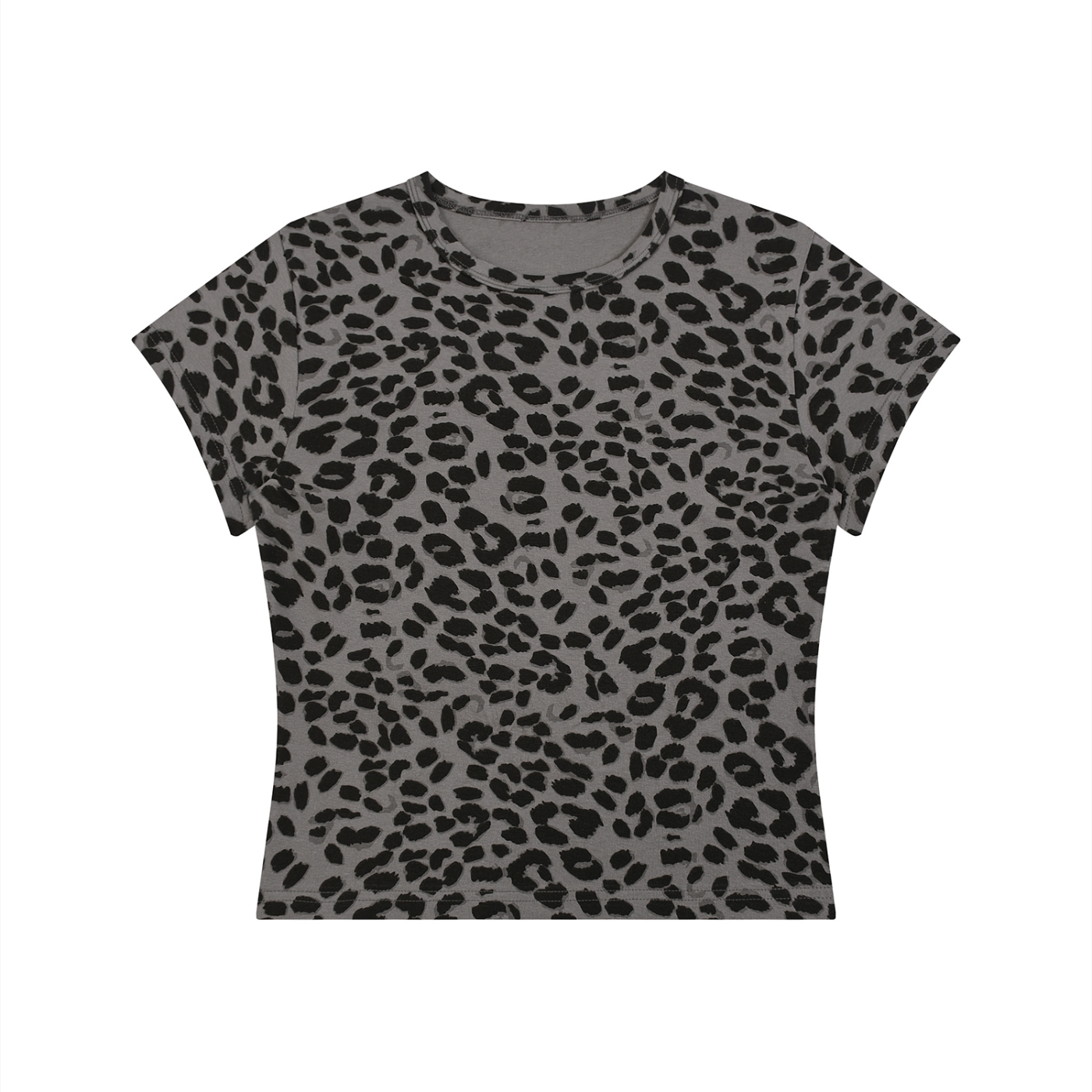 Leopard Grey women’s crop T-shirt front