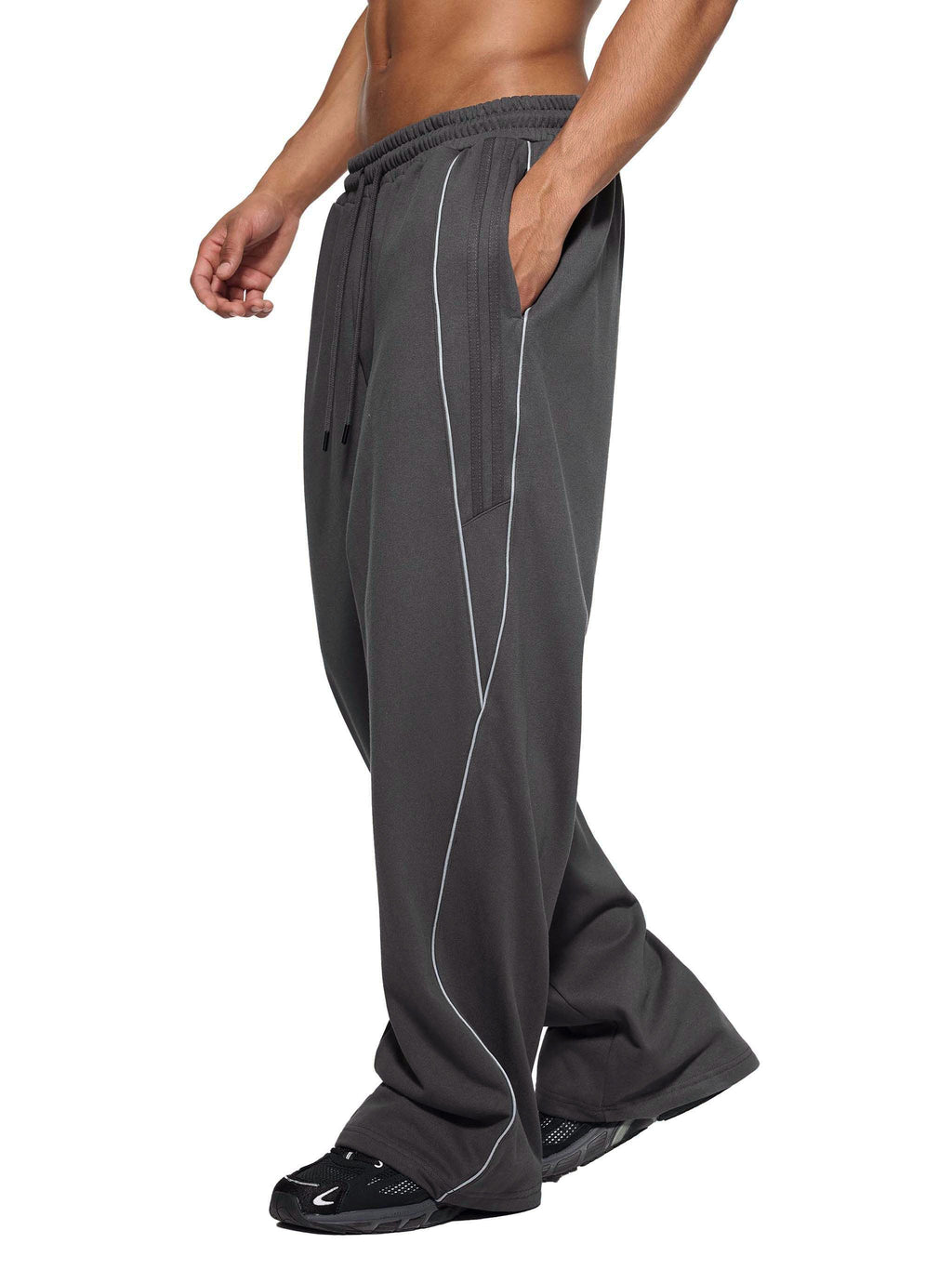Reflective Stripe Straight-Leg Sweatpants