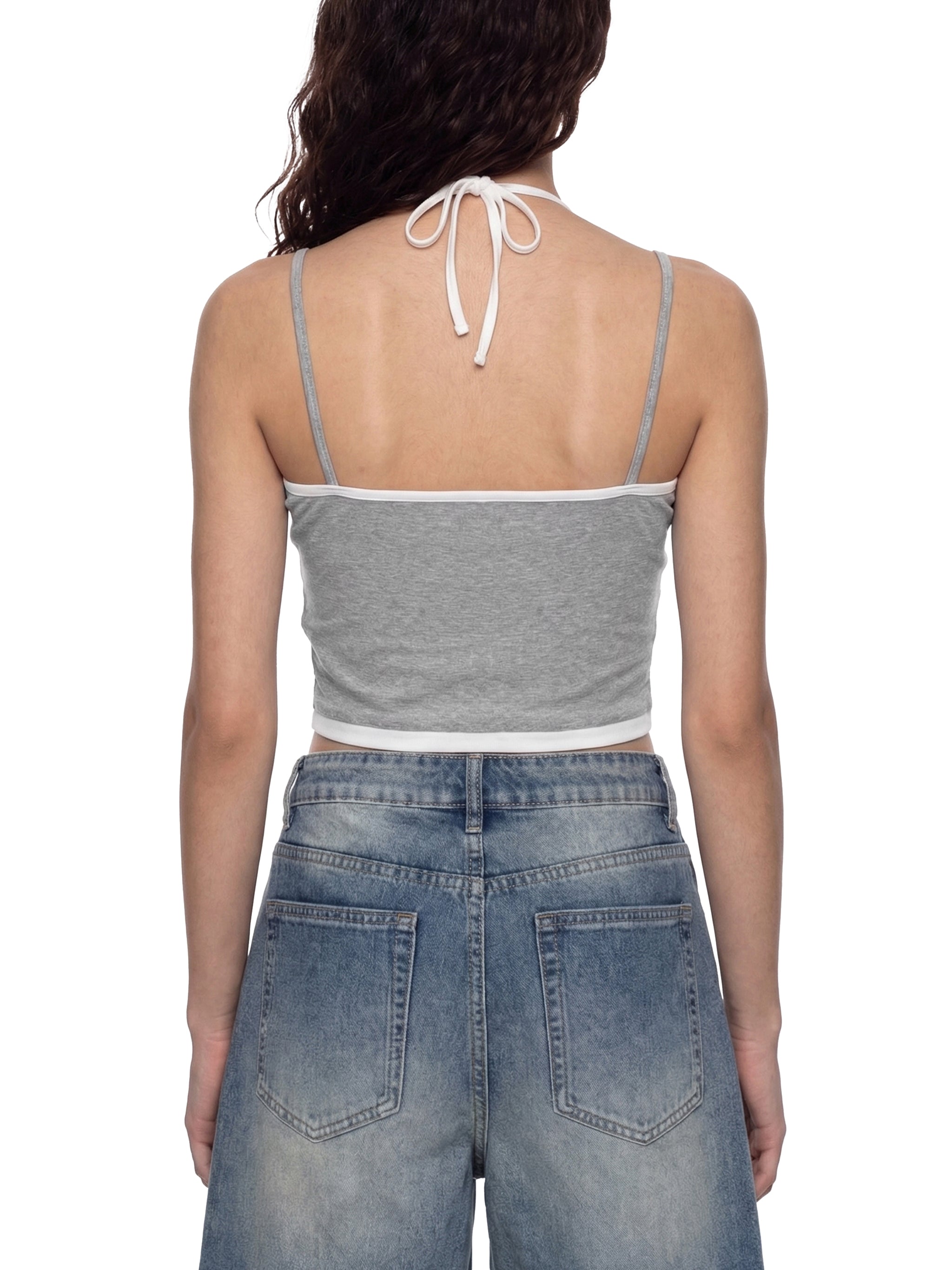 Women’s Contrast Binding Halter Tank Top