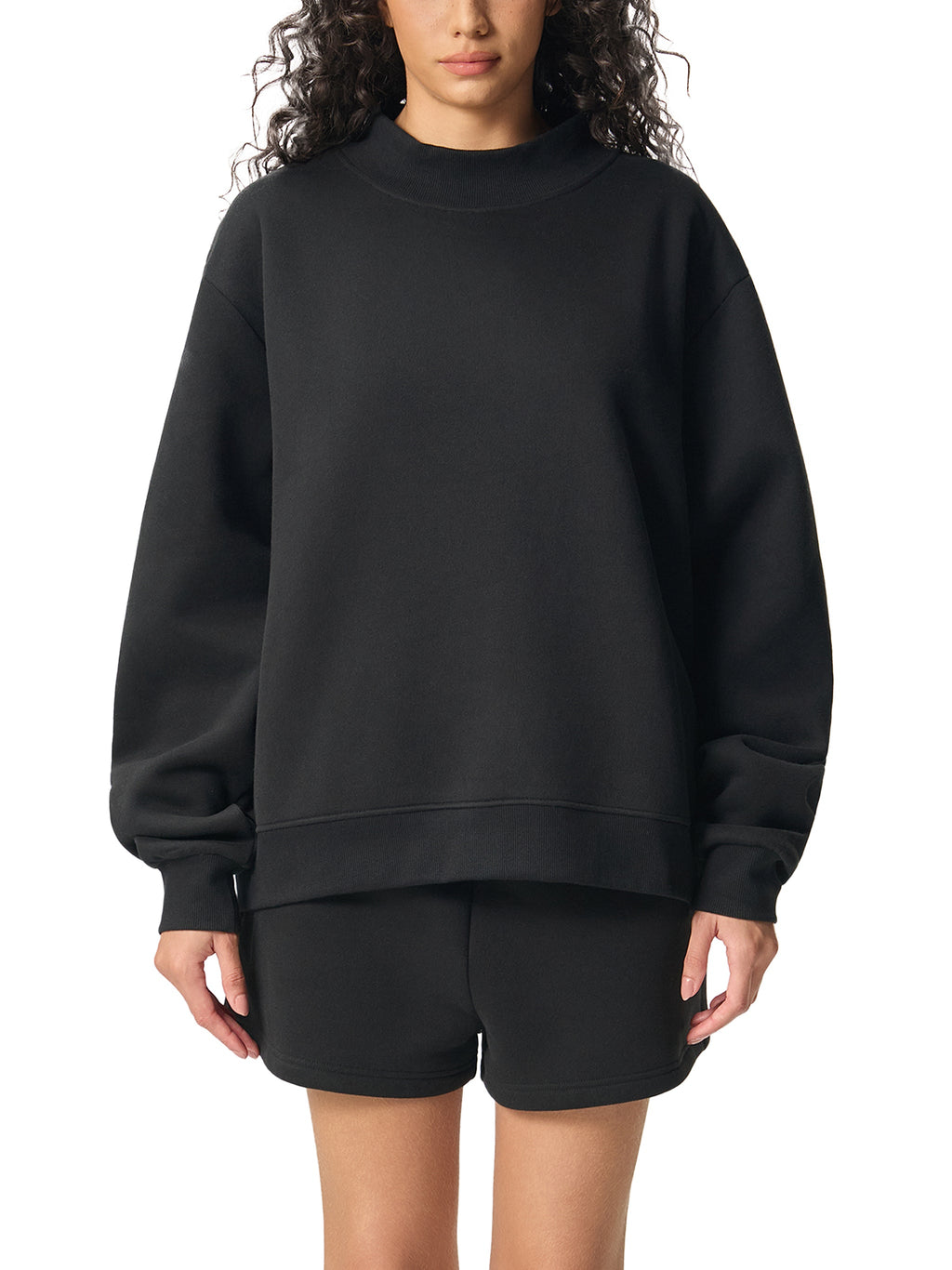 Essential Fleece Mock-Neck Crew Sweatshirt – product view 1