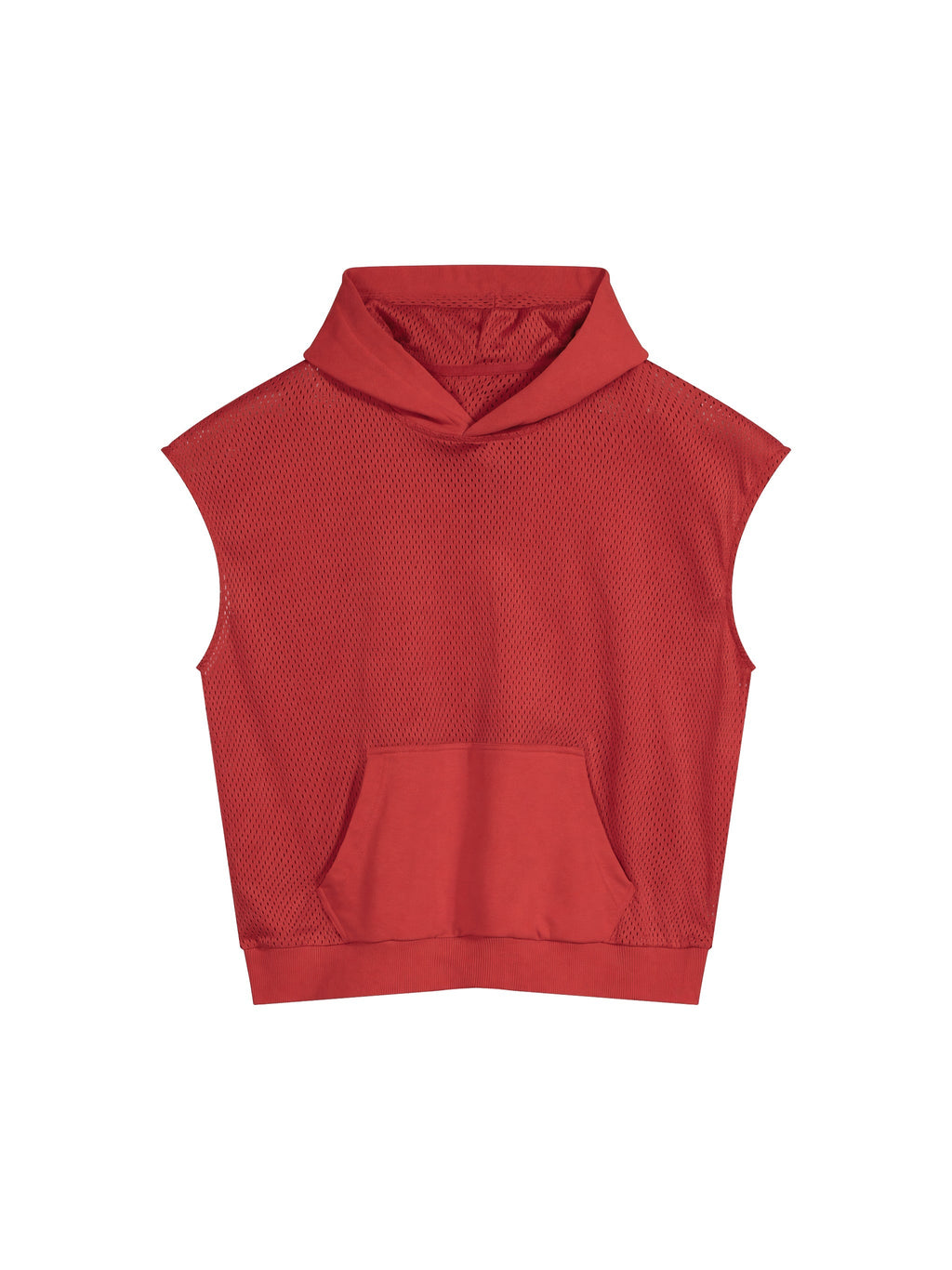 Unisex Panel Mesh Sleeveless Hoodie