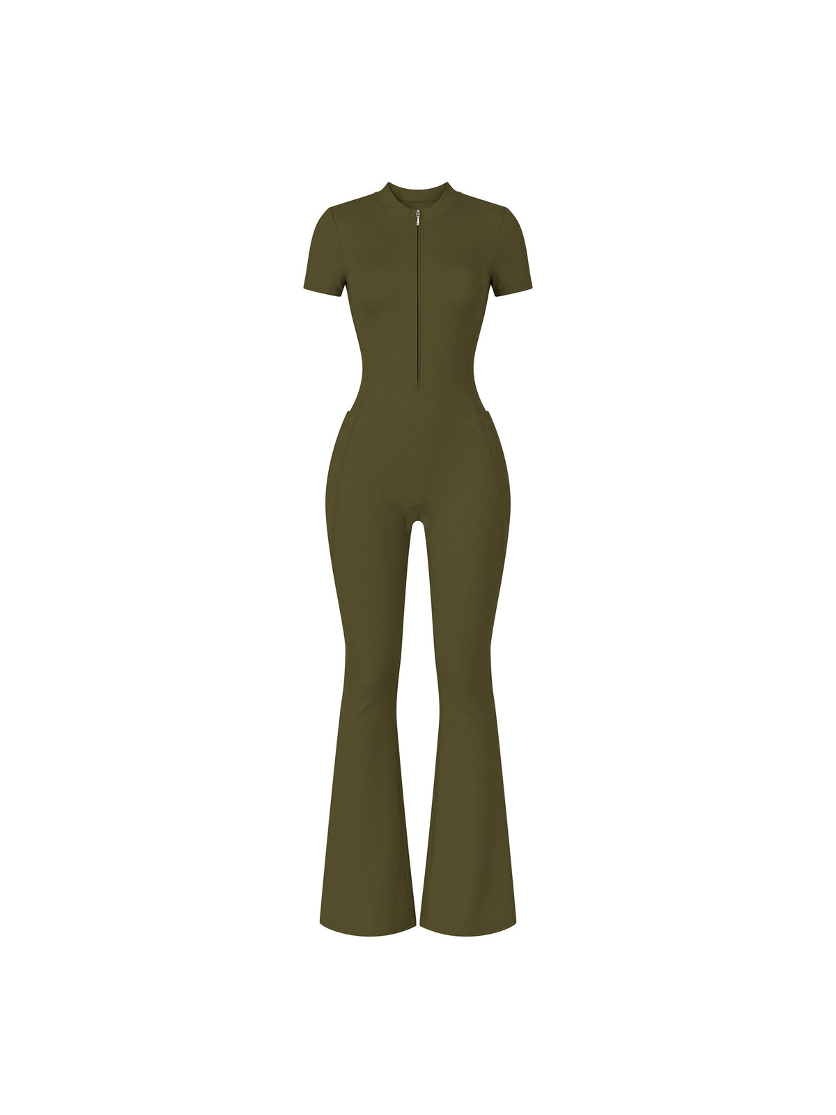 Women’s Tight Flared Leg Quarter-Zip Jumpsuit