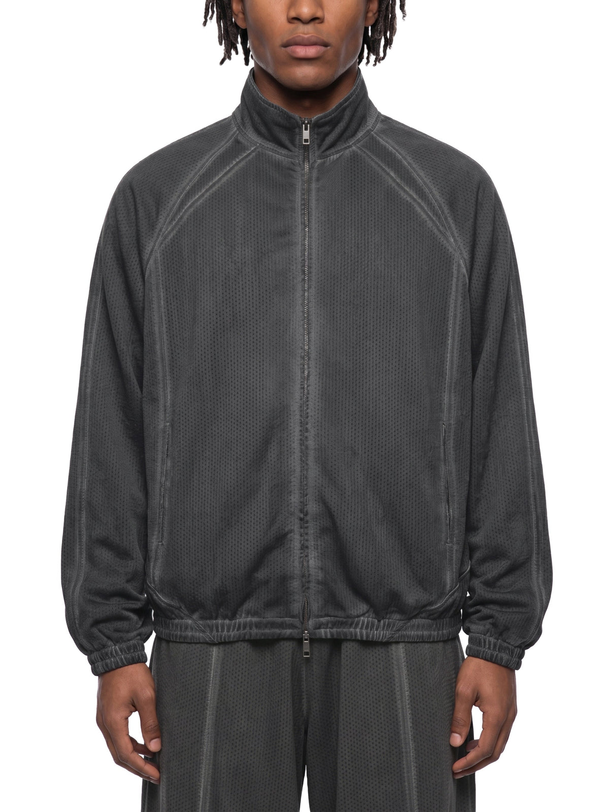 Unisex Vintage Wash Full Zip Mesh Jacket