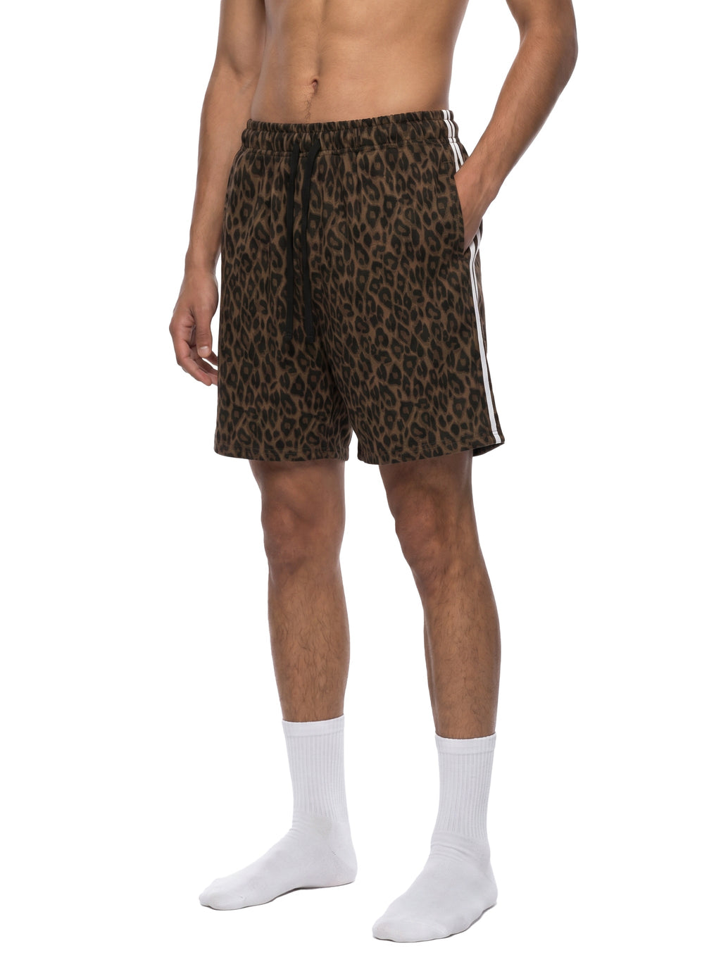 Unisex Heavyweight Leopard Drawstring Shorts