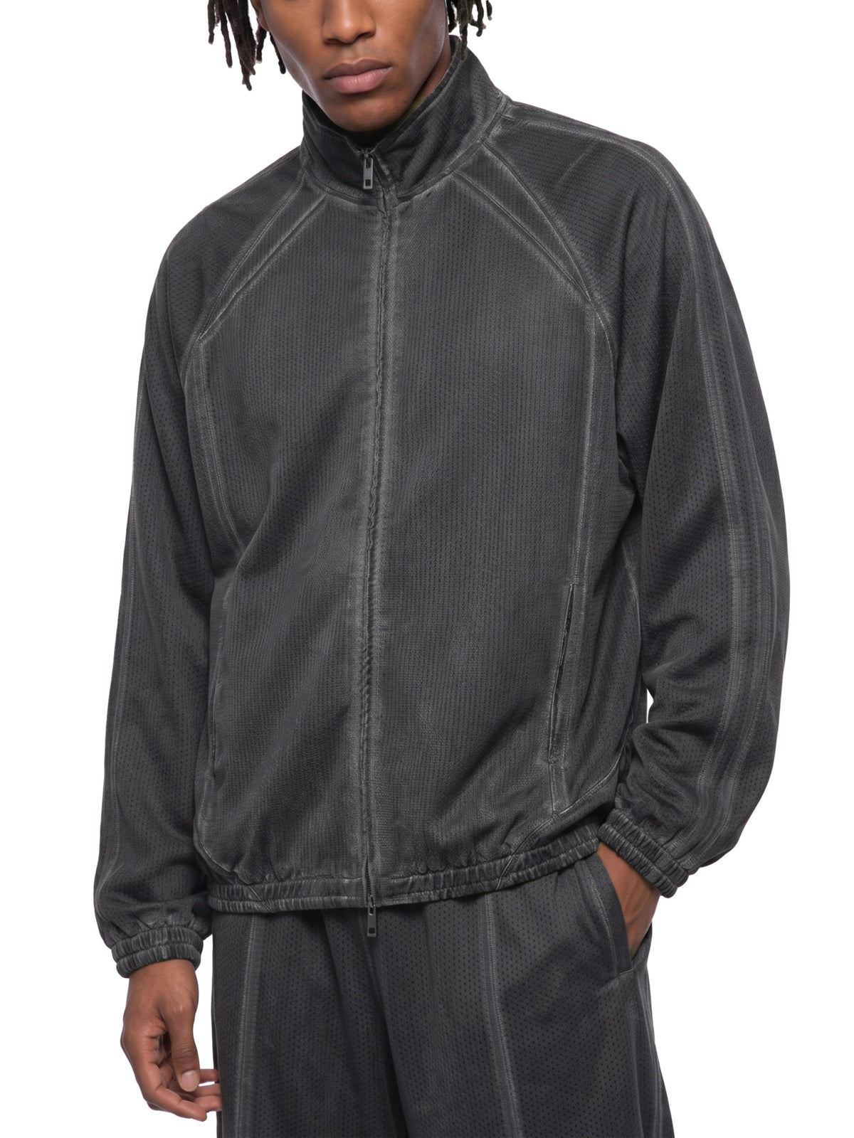 Unisex Vintage Wash Full Zip Mesh Jacket