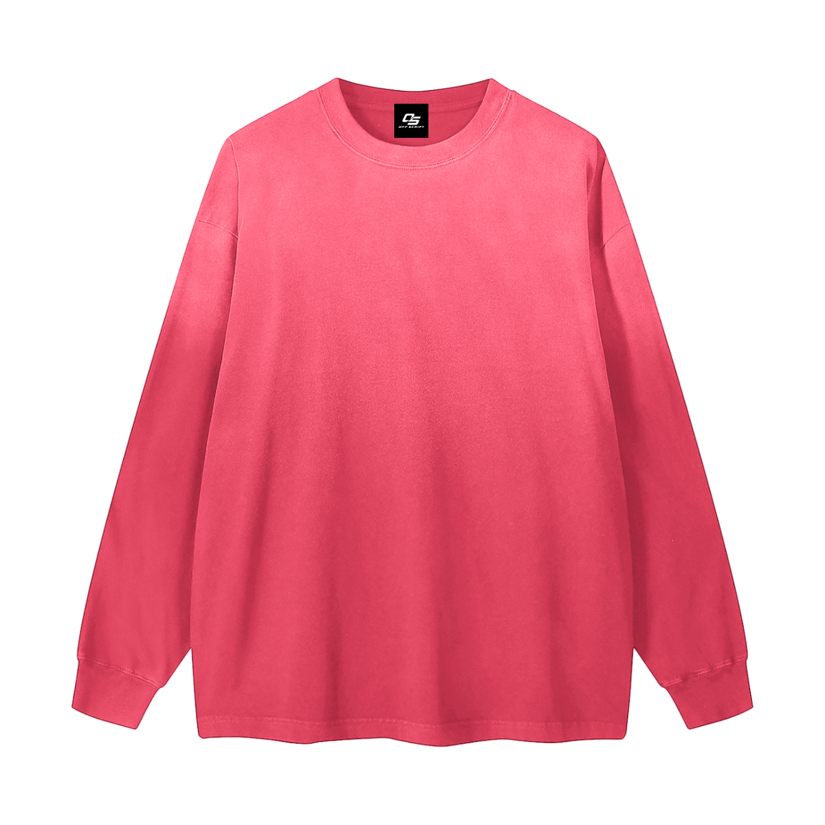 Pink Gradient Washed Long Sleeve T-Shirt front view