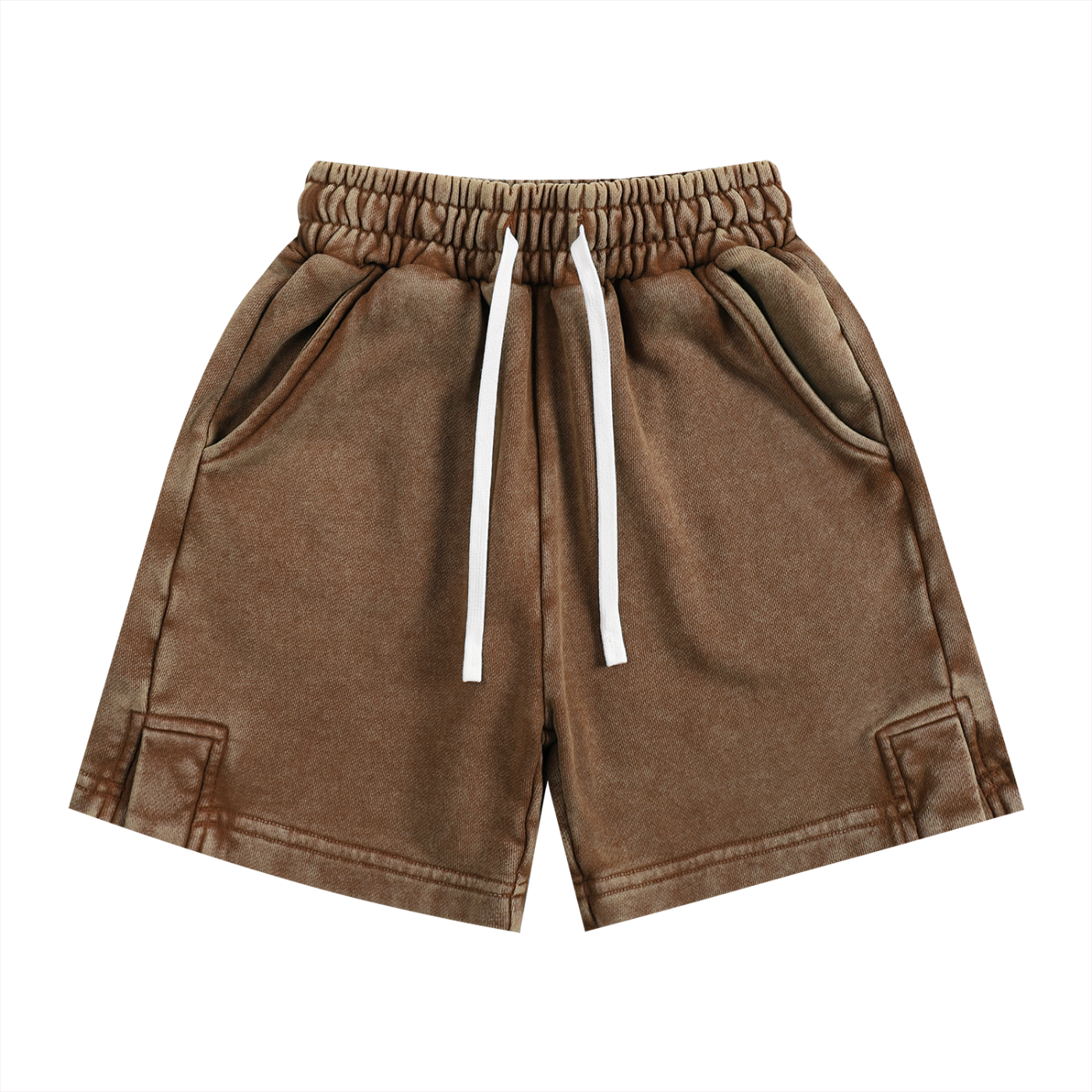 Snow Washed Kids’ Shorts in Coffee — front view