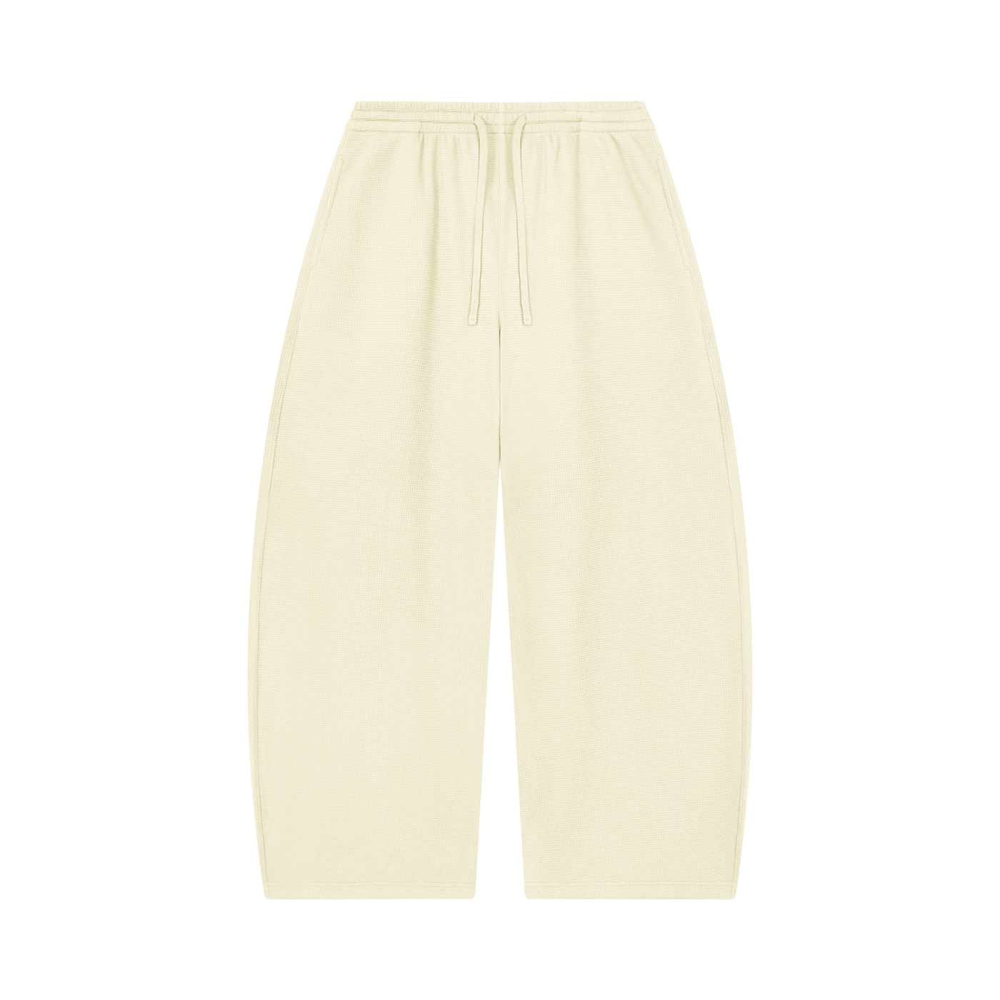 Unisex Waffle Barrel Leg Pants in Mild Apricot — front view