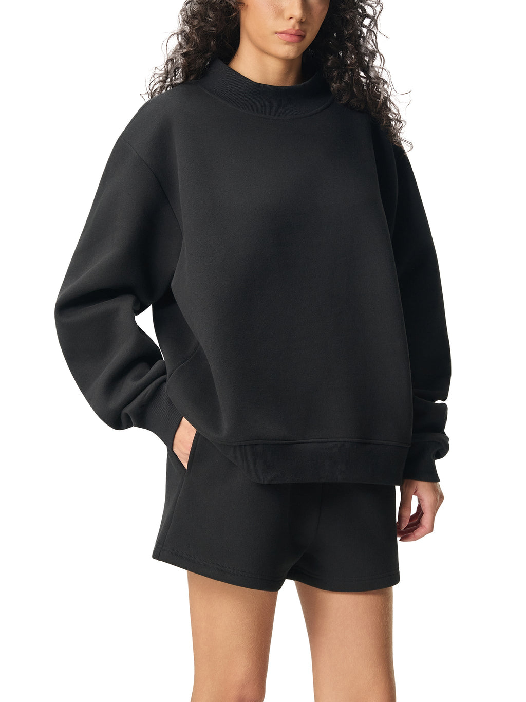 Essential Fleece Mock-Neck Crew Sweatshirt – product view 2