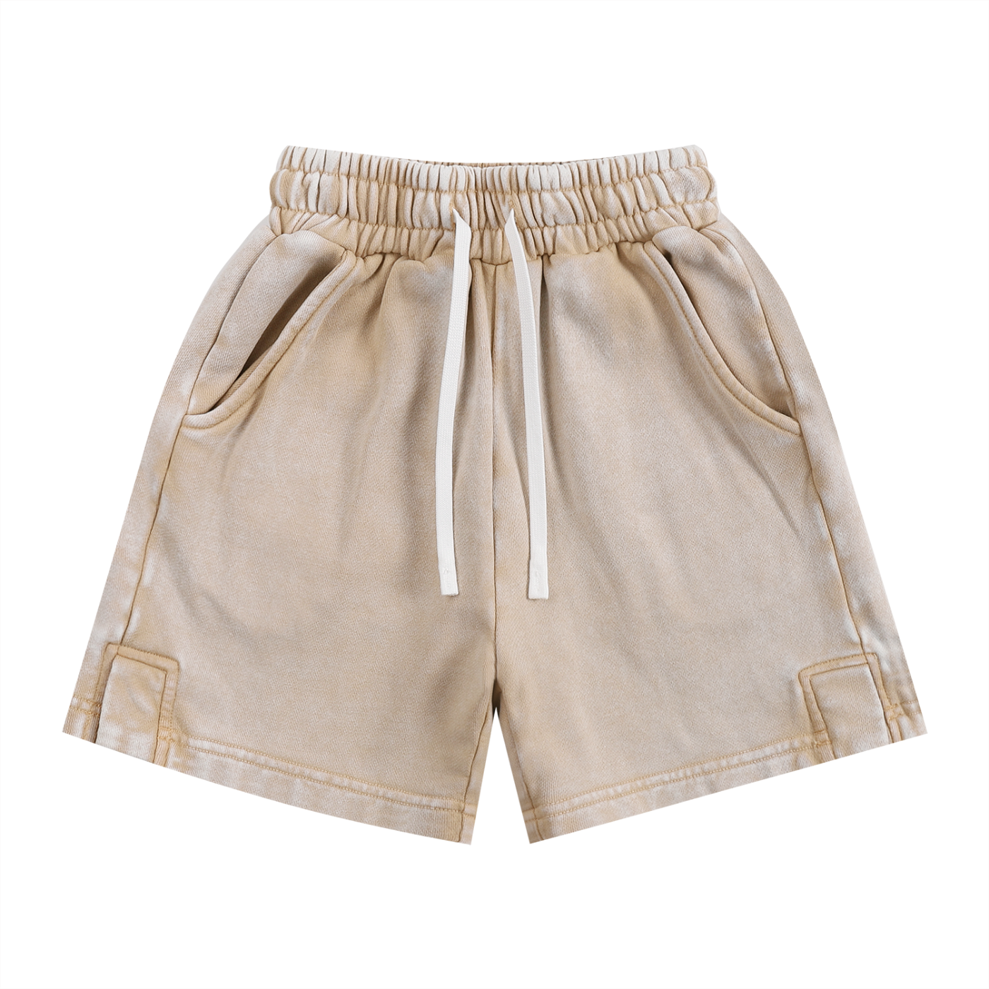Snow Washed Kids’ Shorts in Khaki — front view