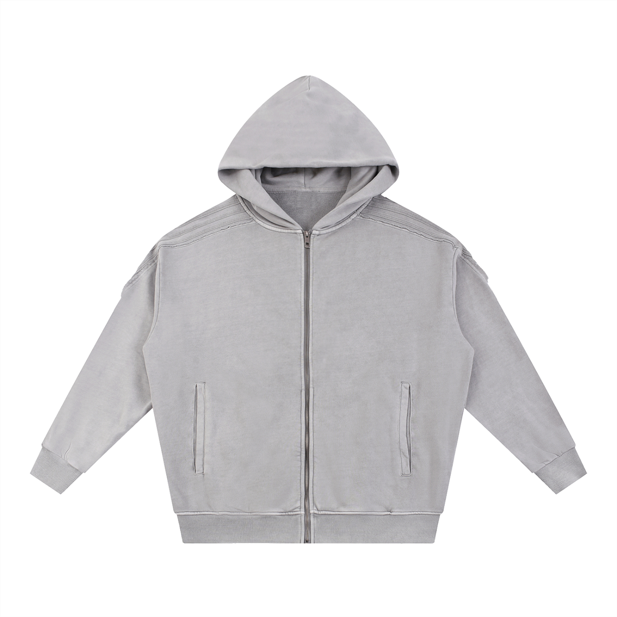 Off Script Snow-Washed Tape Raw-Edge Zip Hoodie product view 3