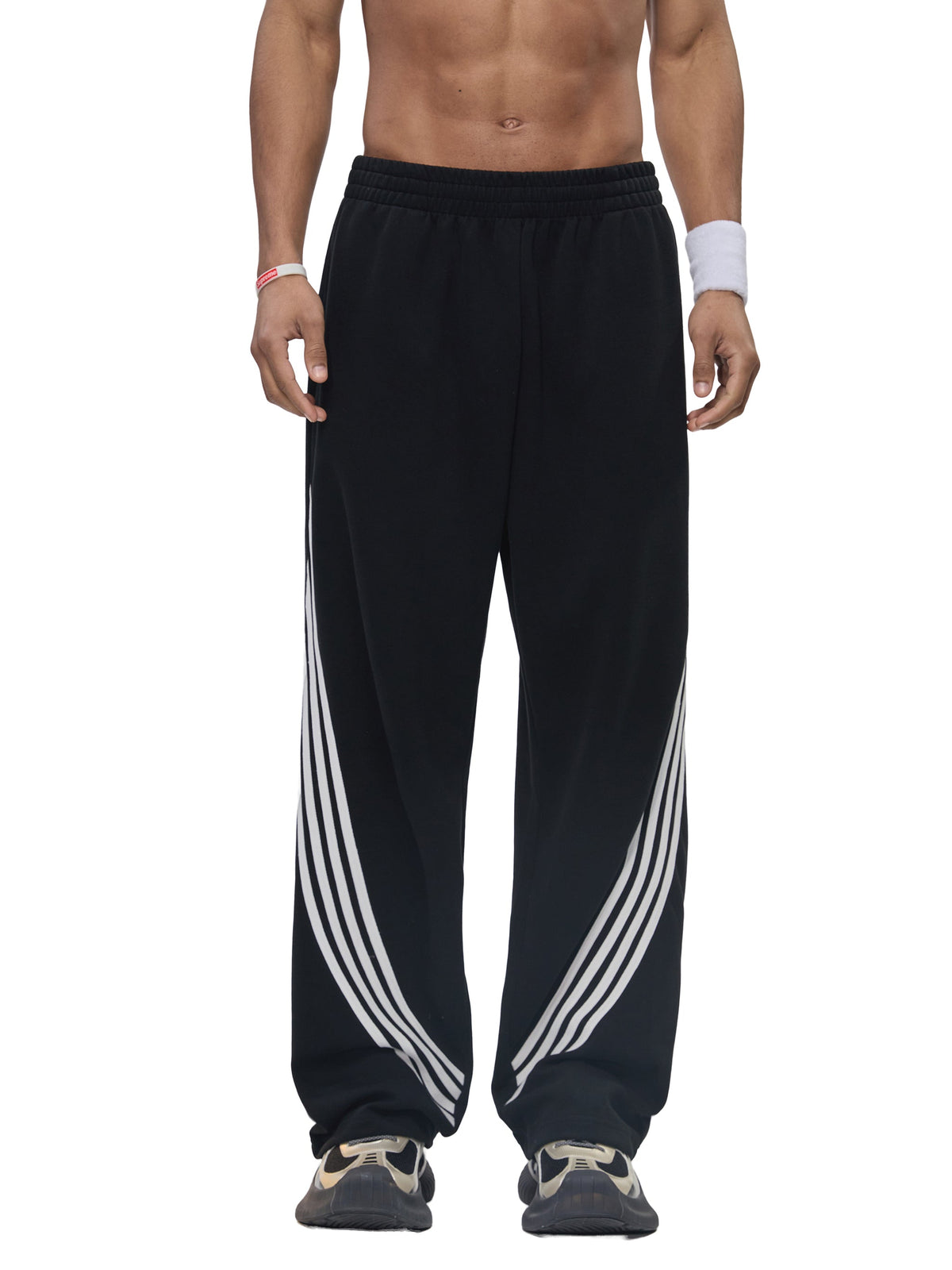 Curved Stripe Straight-Leg Sweatpants