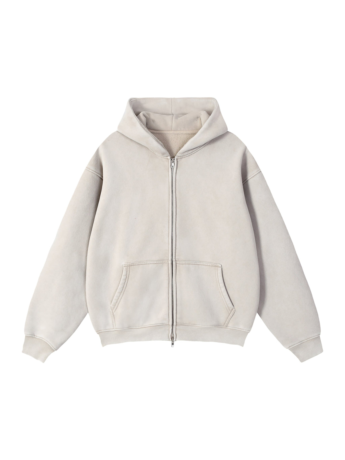 Zip-Through Boxy Fleece Hoodie