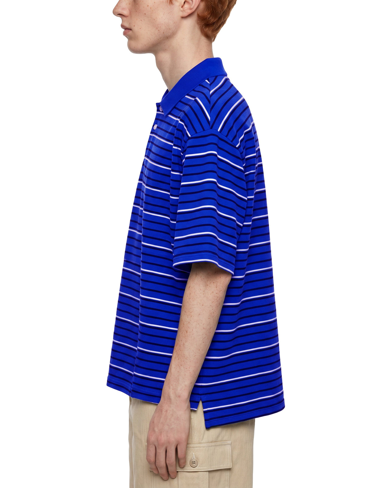 Unisex Striped Boxy Collared Polo Shirt
