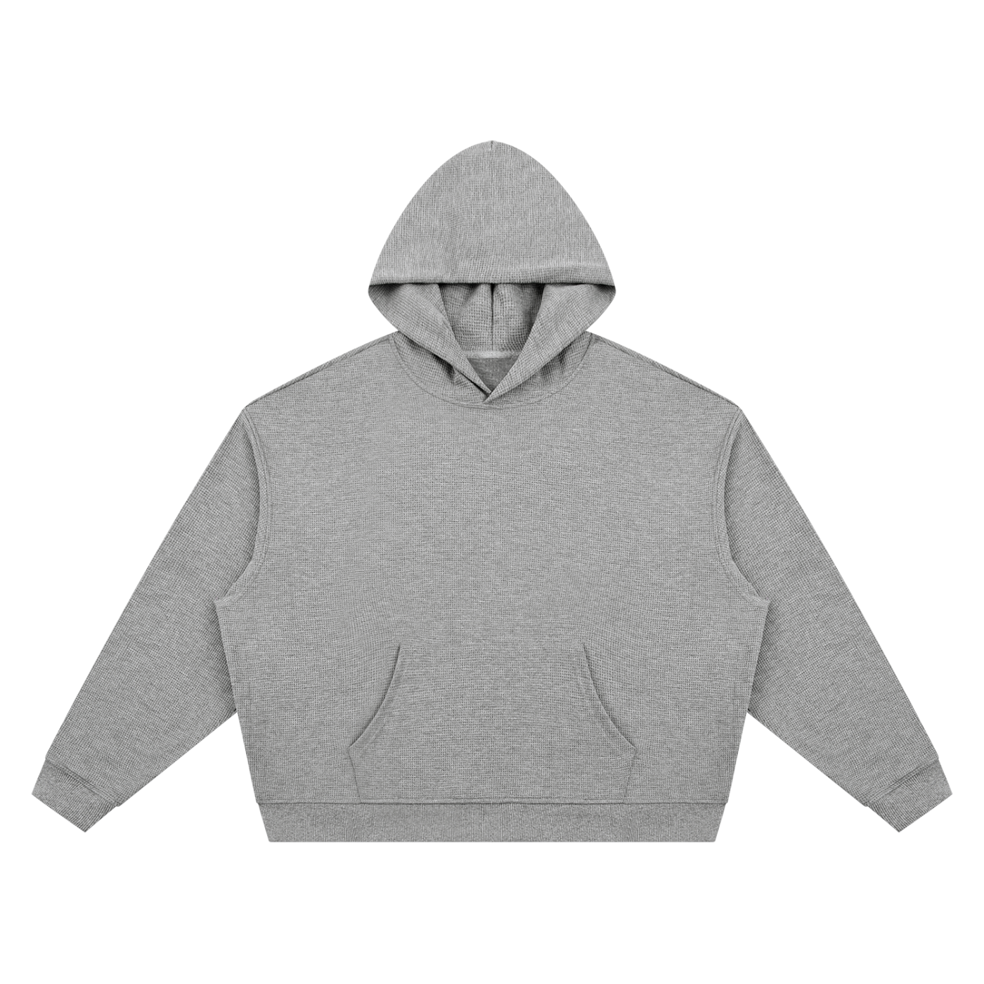 Unisex Waffle Boxy Hoodie in Flower Grey — front view