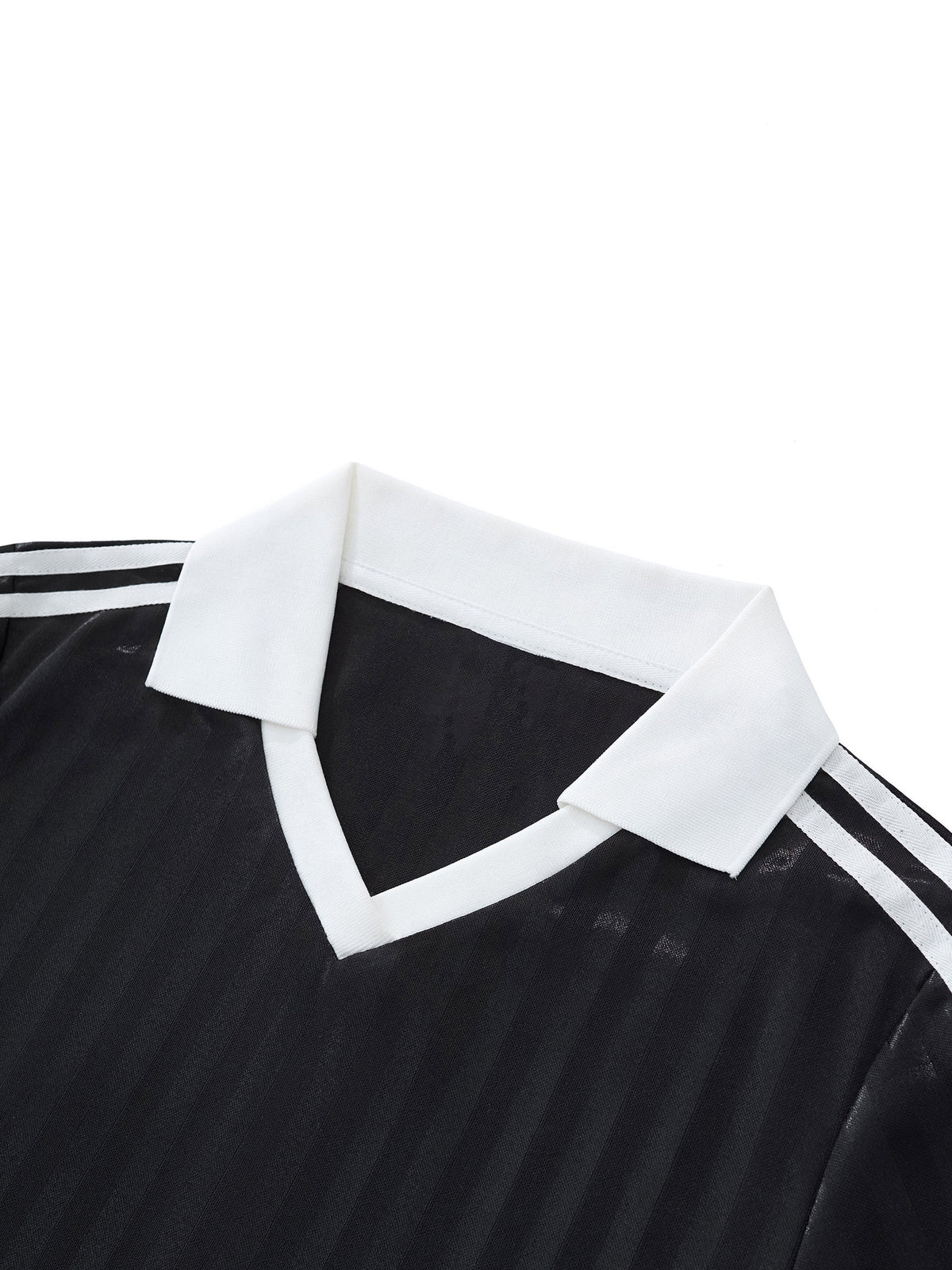 Contrast Collar Striped Cropped Jersey