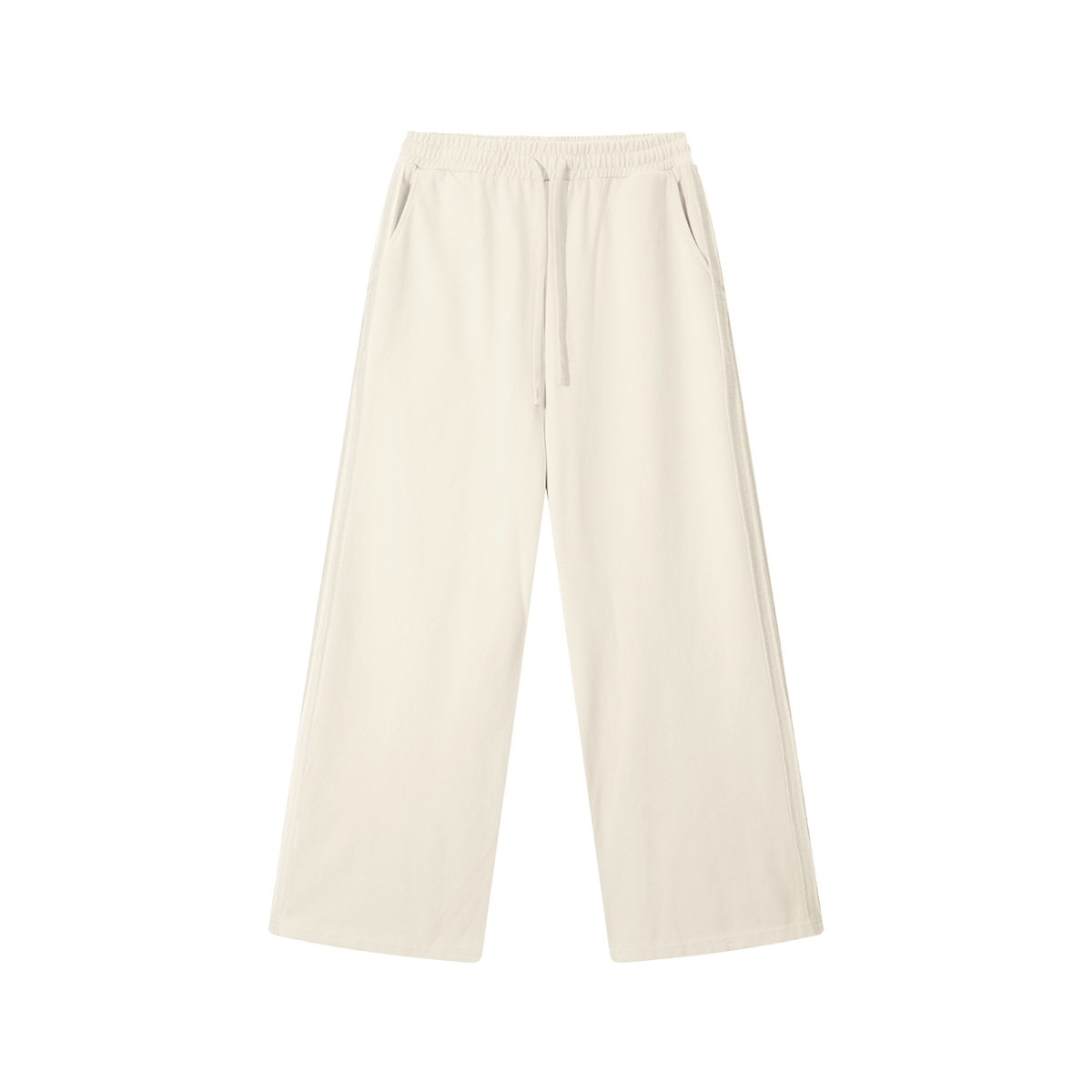 Unisex Contrast-Tape Straight-Leg Sweatpants – Mild Apricot front view