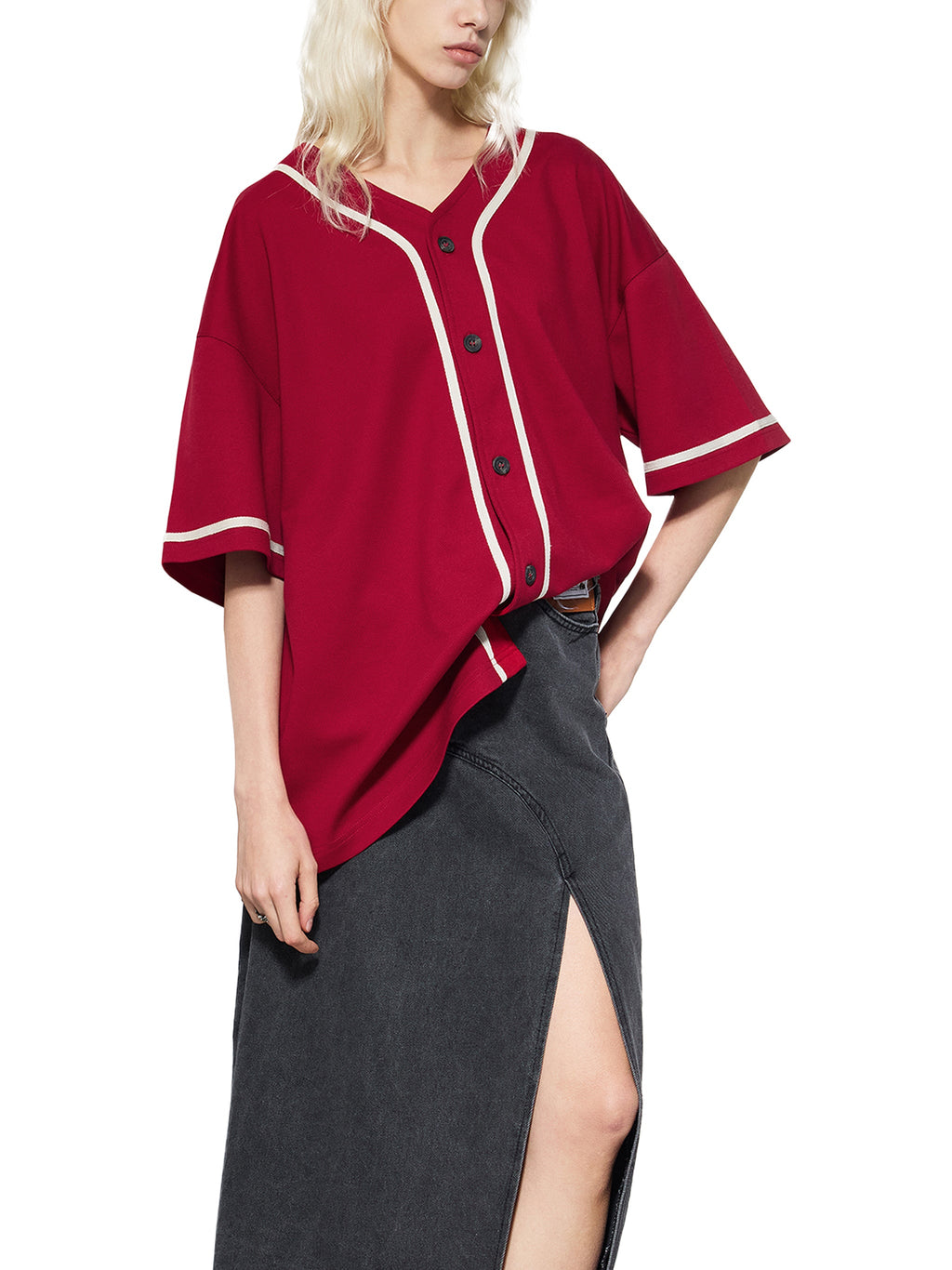 Unisex Contrast Piped Button-Up Jersey gallery view