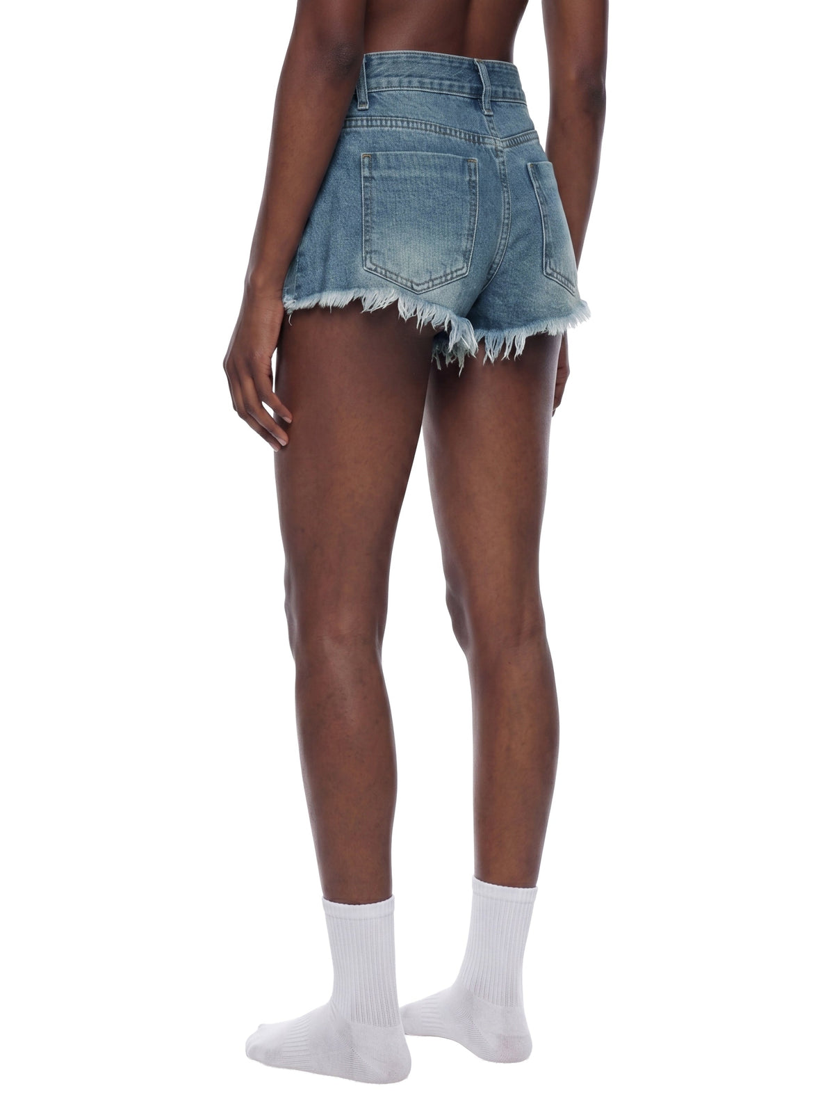 Women’s Vintage Wash Raw Hem Denim Shorts