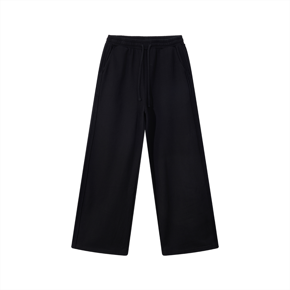 Unisex Contrast-Tape Straight-Leg Sweatpants – Black front view