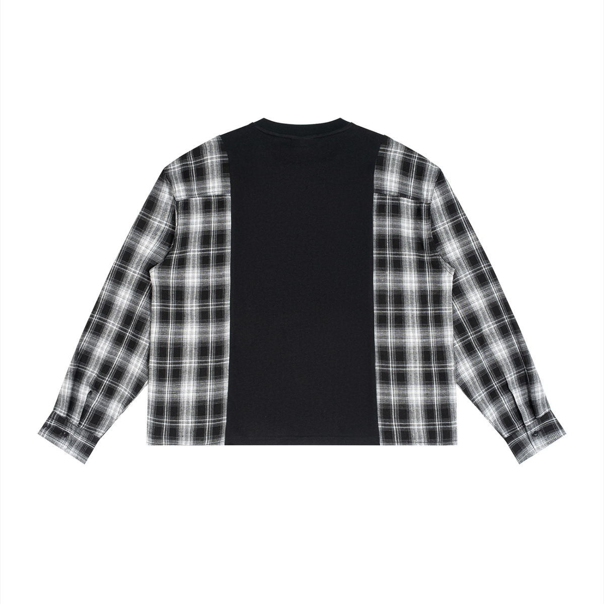 Unisex Plaid Panel Long Sleeve T-Shirt