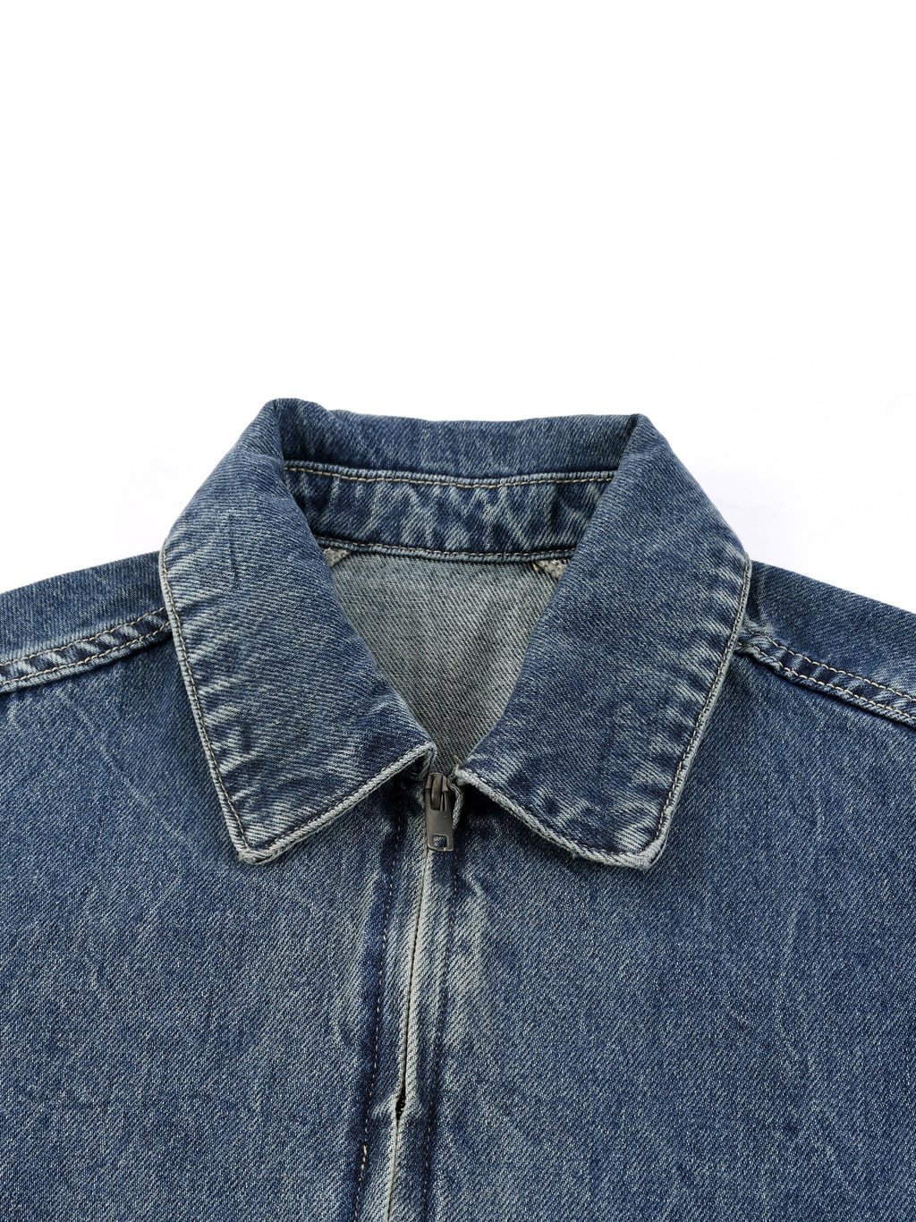 Vintage Wash Zip Up Denim Jacket