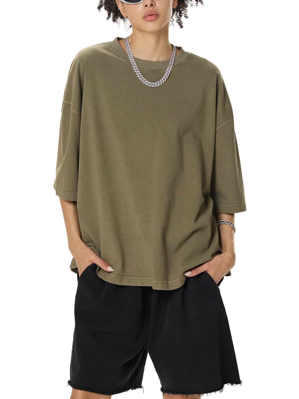 Unisex vintage-washed boxy T-shirt lifestyle view